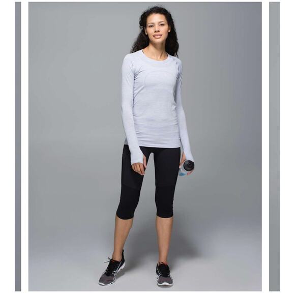 Lululemon Swiftly Tech Long Sleeve Crew in Heathered Silver Fox sz 4 - Picture 2 of 14